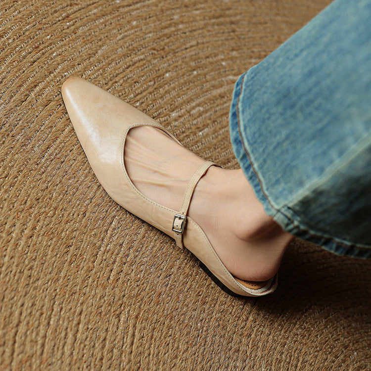 Adjustable Strap Leather Mules for Women
