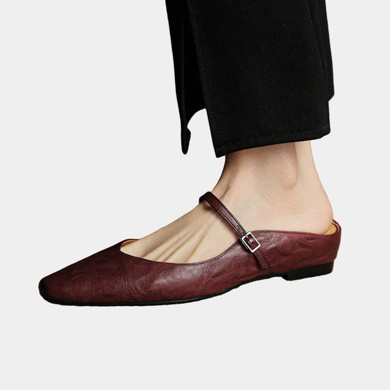Adjustable Strap Leather Mules for Women