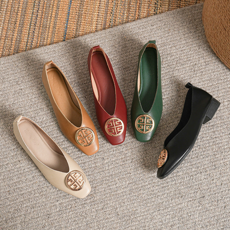 Slip-On Square-Toe Flats for Women