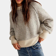 Relaxed Knit Round Neck Sweater for Women