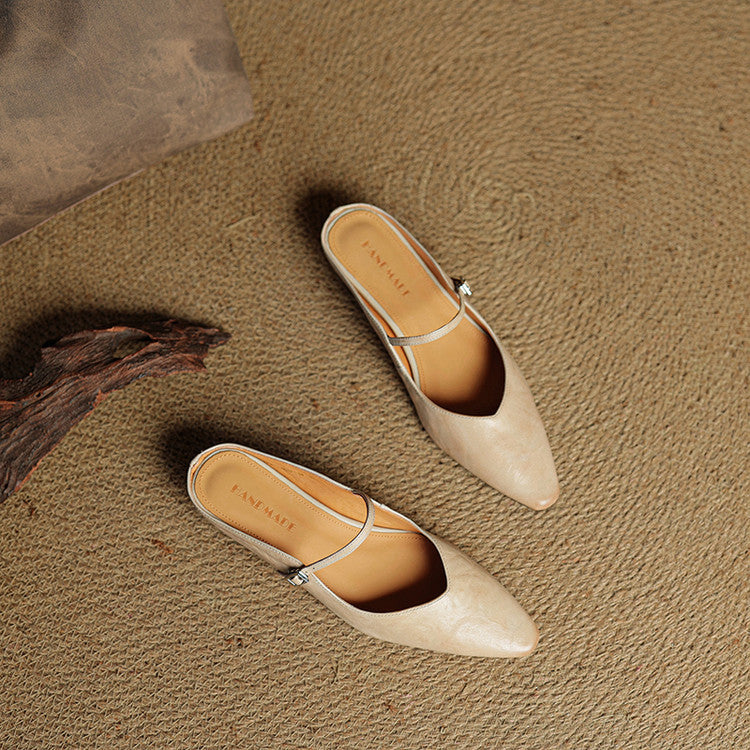 Adjustable Strap Leather Mules for Women