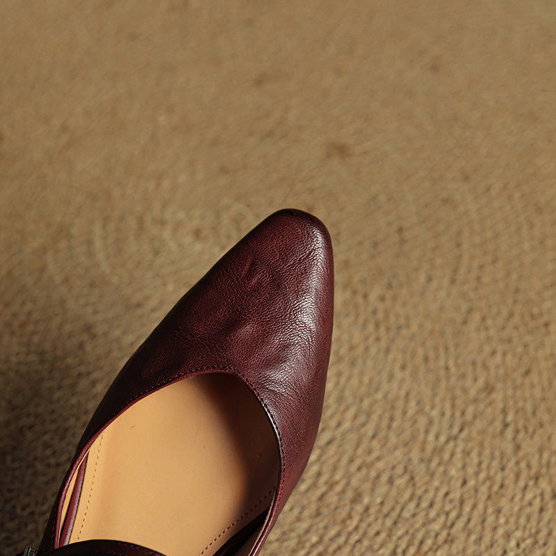 Adjustable Strap Leather Mules for Women