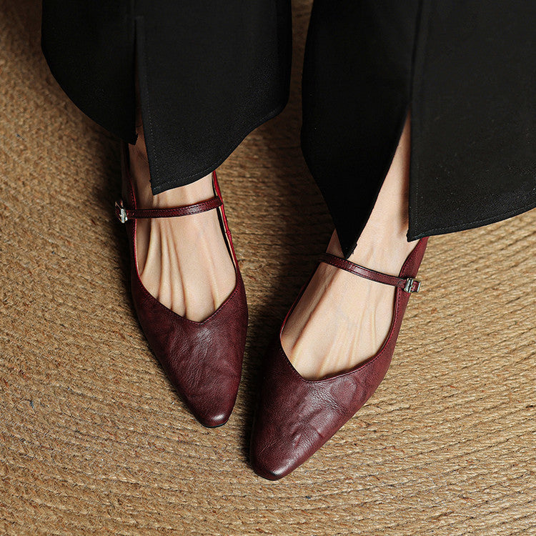 Adjustable Strap Leather Mules for Women