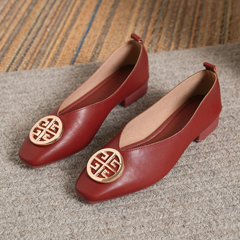 Slip-On Square-Toe Flats for Women
