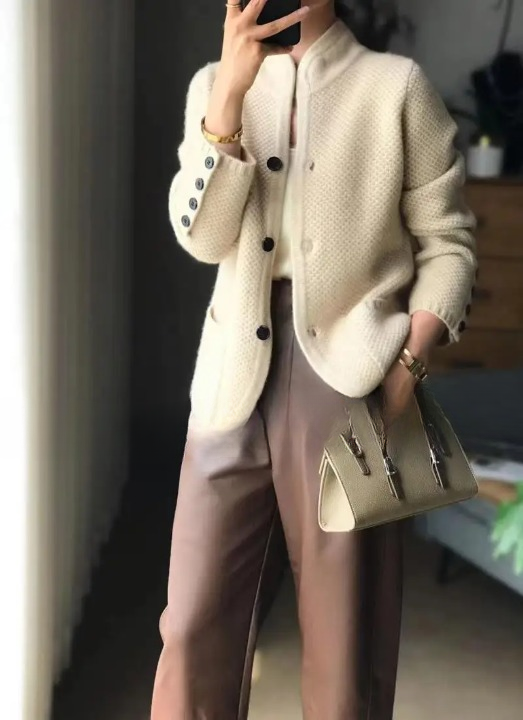 Long Sleeve Button Cashmere Cardigan for Women