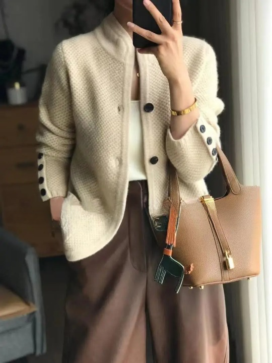 Long Sleeve Button Cashmere Cardigan for Women