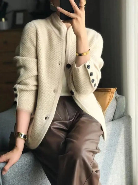 Long Sleeve Button Cashmere Cardigan for Women