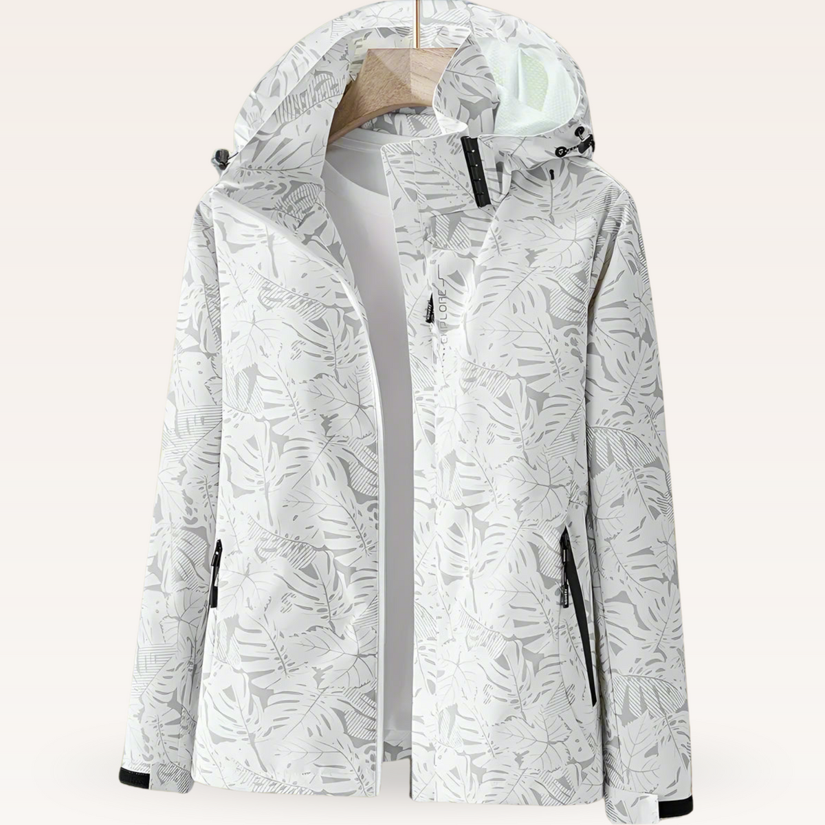 Adjustable Hood Leaf Jacket For Women