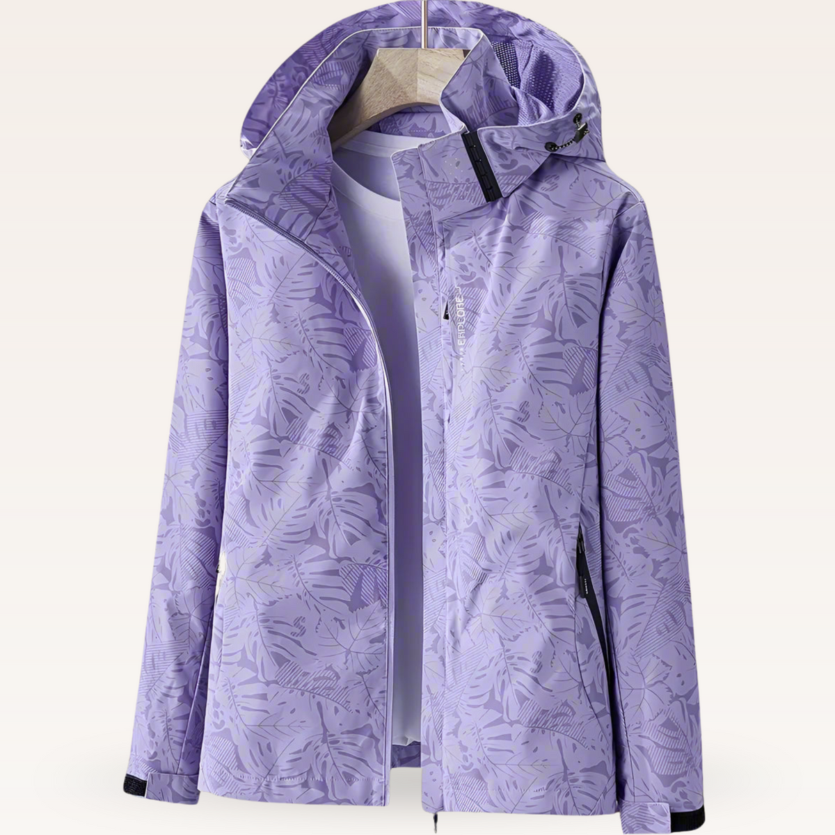 Adjustable Hood Leaf Jacket For Women