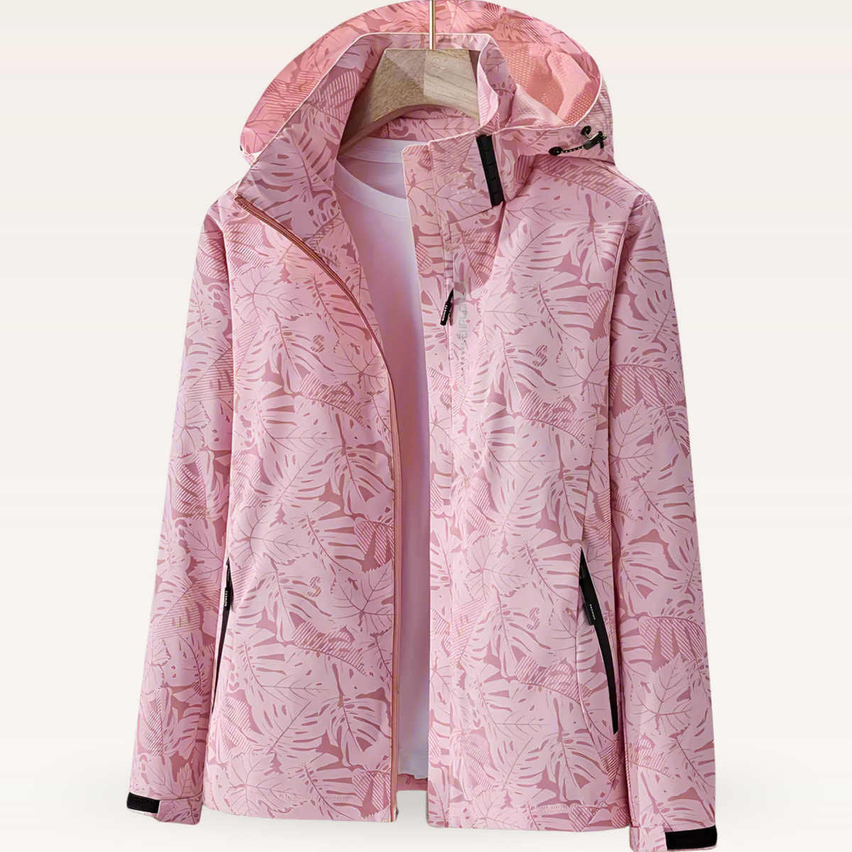 Adjustable Hood Leaf Jacket For Women