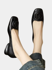 Structured Square Toe Flats for Women
