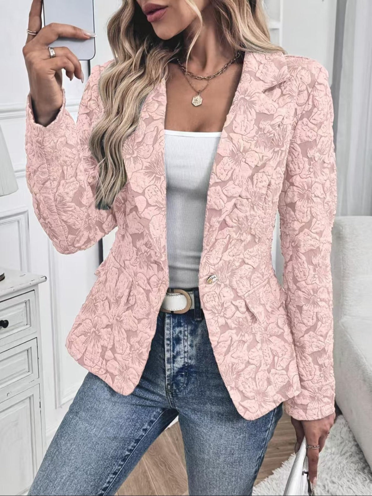 Wrapped Lapel Paisley Coat for Women