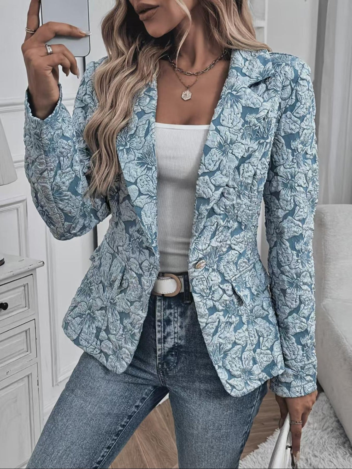 Wrapped Lapel Paisley Coat for Women