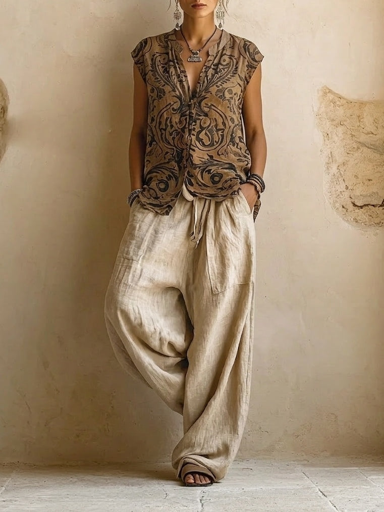 Printed Top Flowing Set for Women