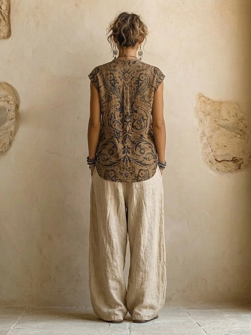 Printed Top Flowing Set for Women