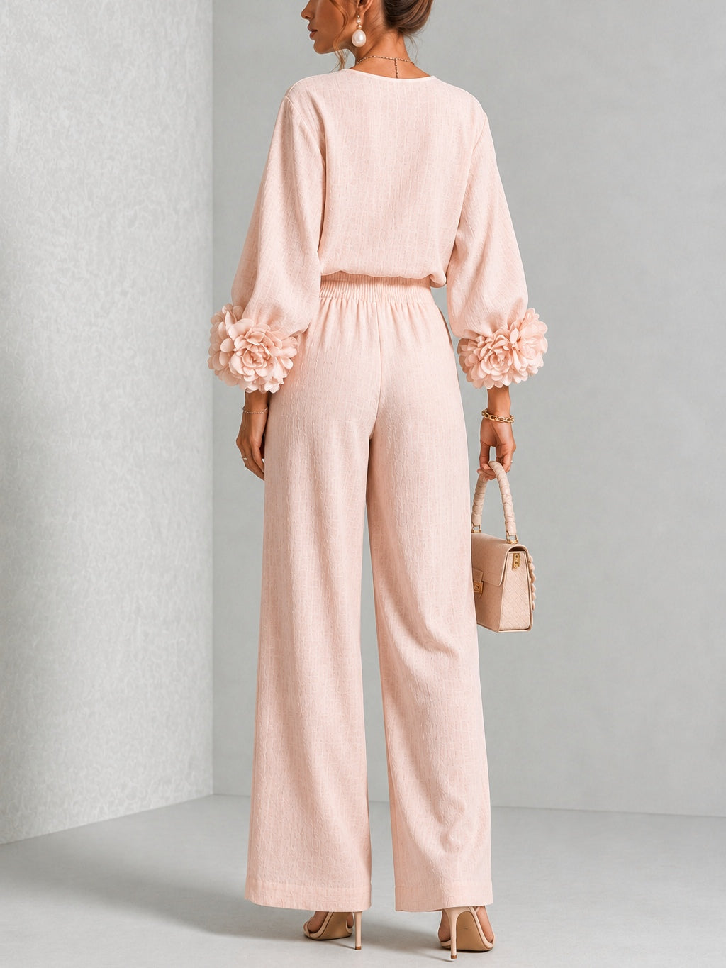 Women's Floral Cuff Wide-Leg Set