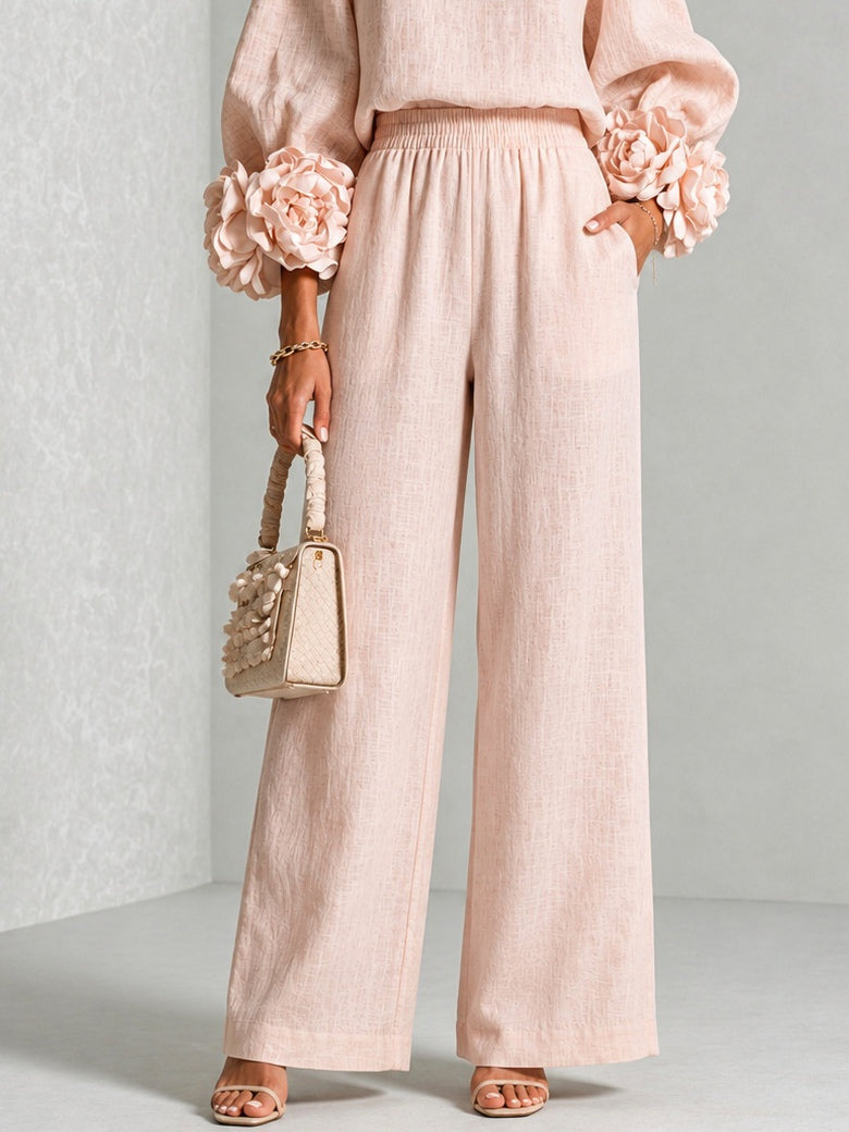 Women's Floral Cuff Wide-Leg Set