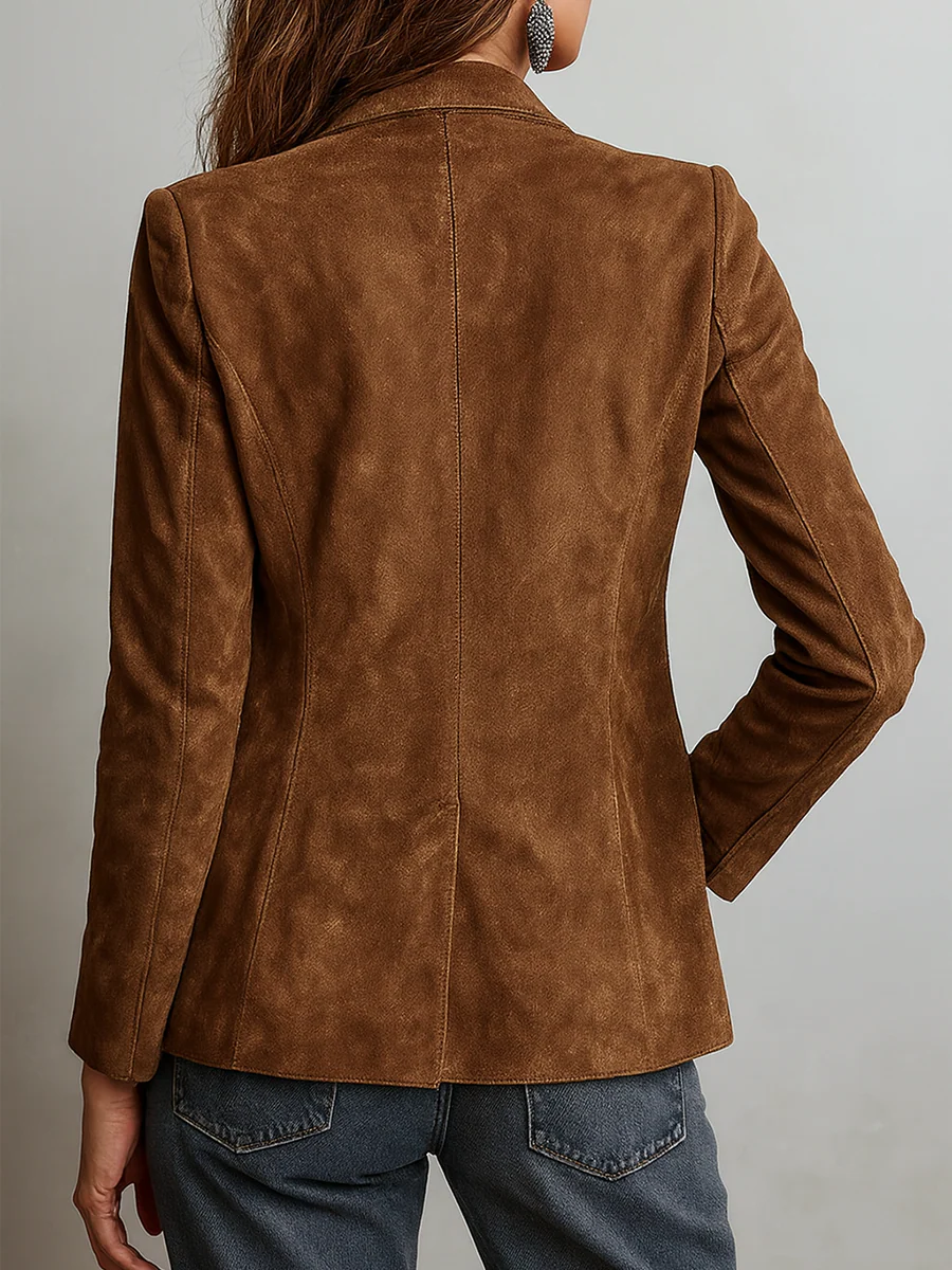 Vintage Contrast-Stitch Coat for Women
