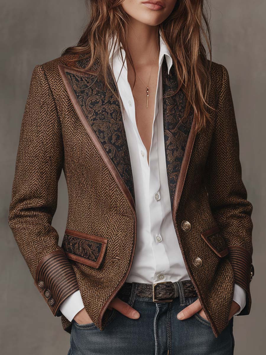Printed Panel Blazer For Women