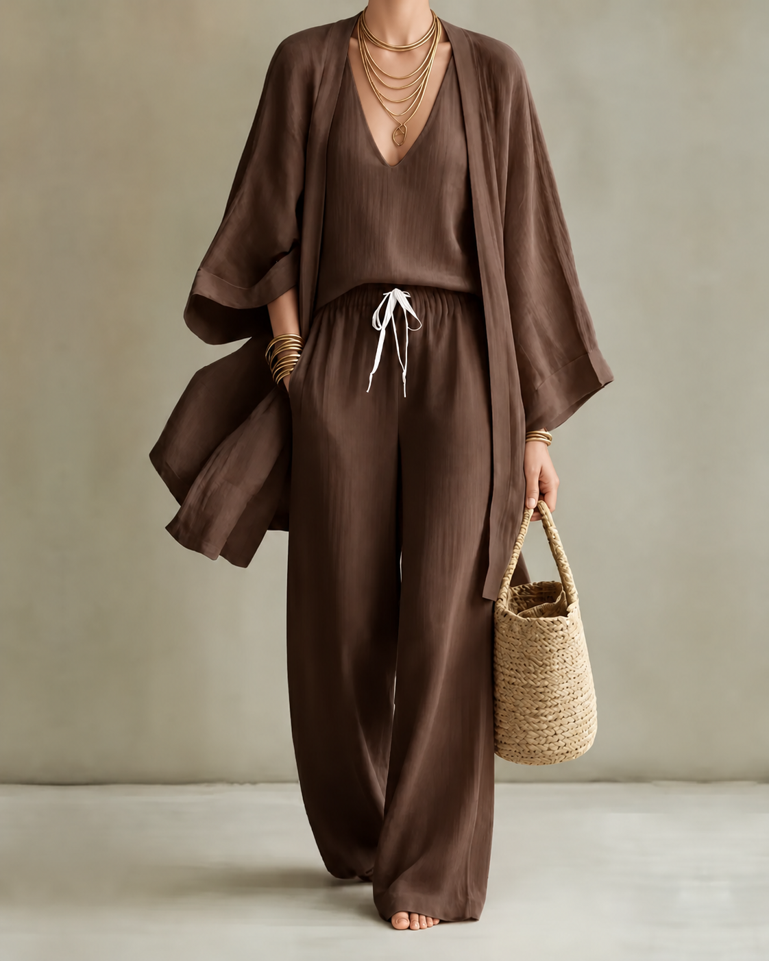 Open-Front Three-Piece Set for Women