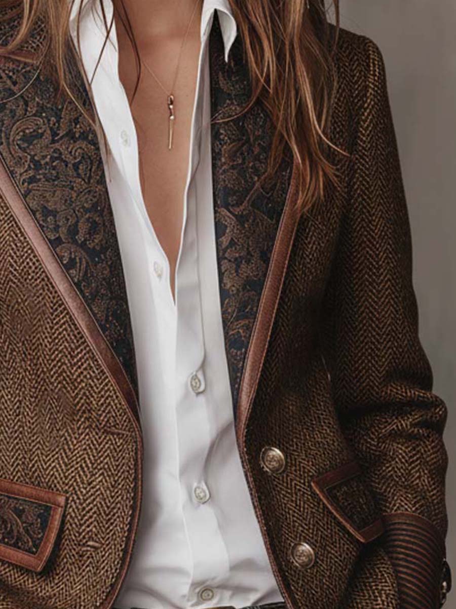 Printed Panel Blazer For Women