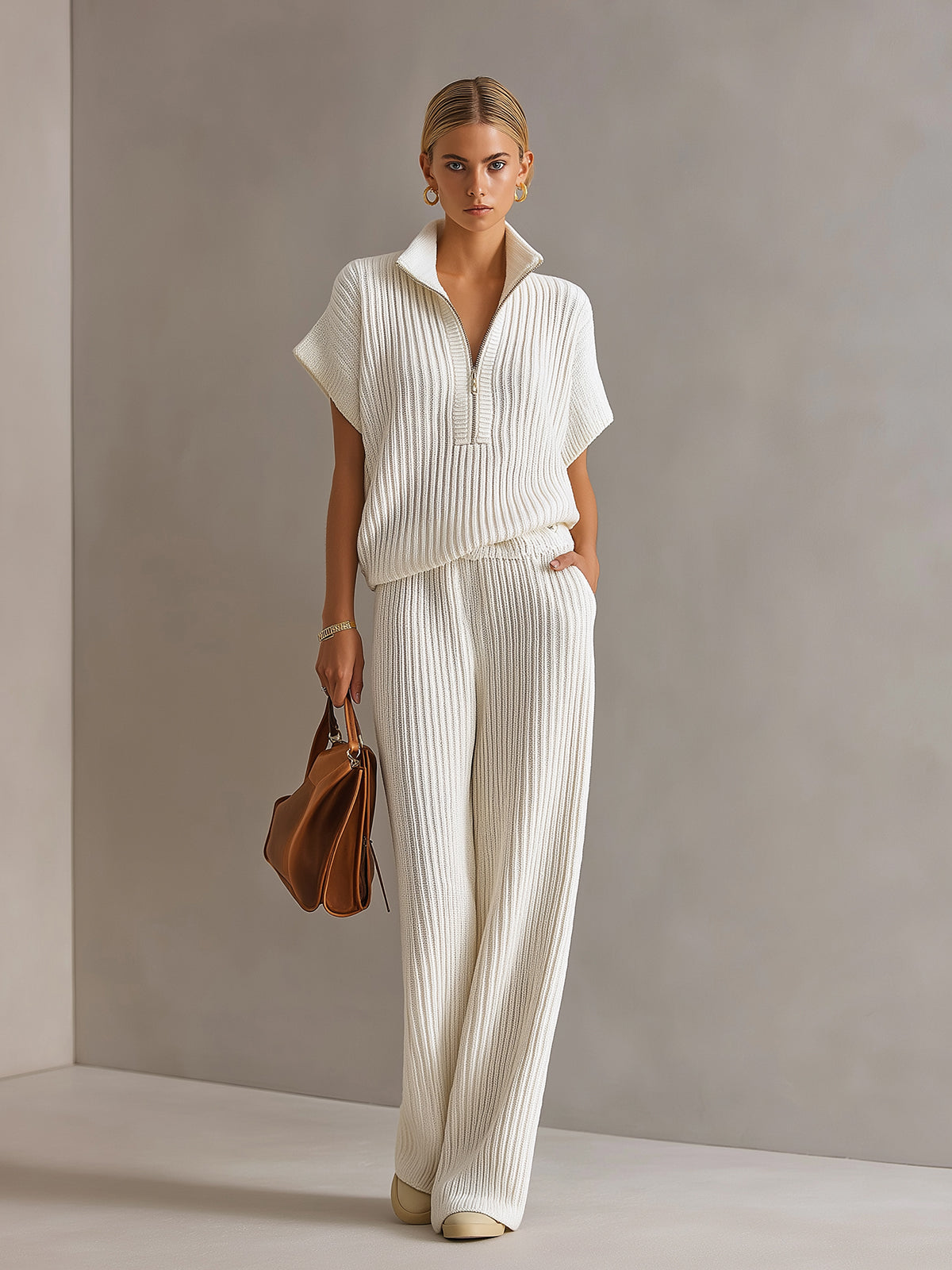 Oversized Wide-Leg Knit Set for Women
