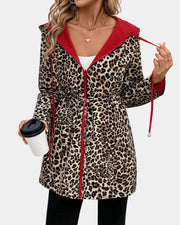 Leopard Hooded Reversible Coat for Women