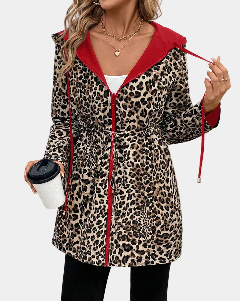 Leopard Hooded Reversible Coat for Women