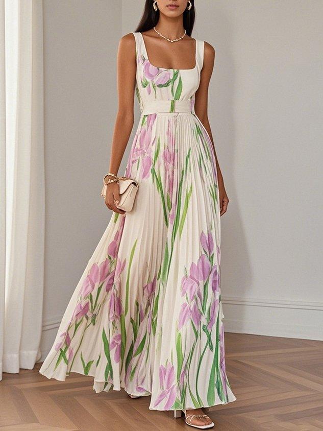 Floral Square-Neck Maxi Dress