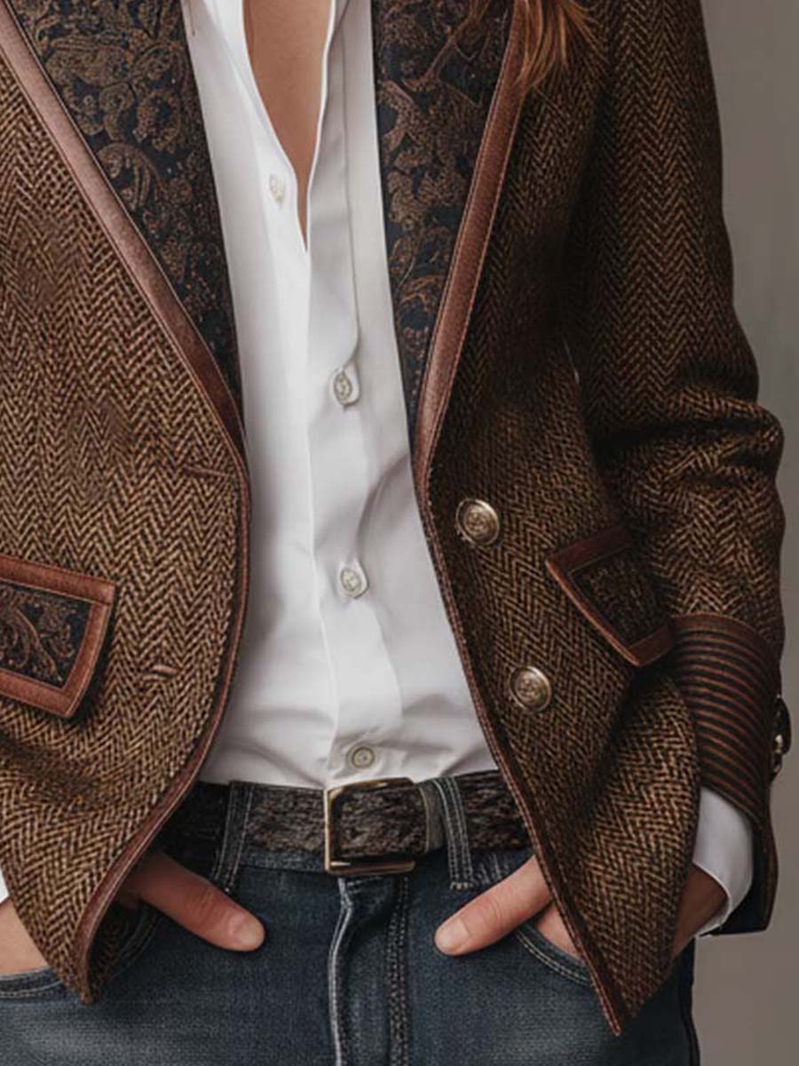 Printed Panel Blazer For Women