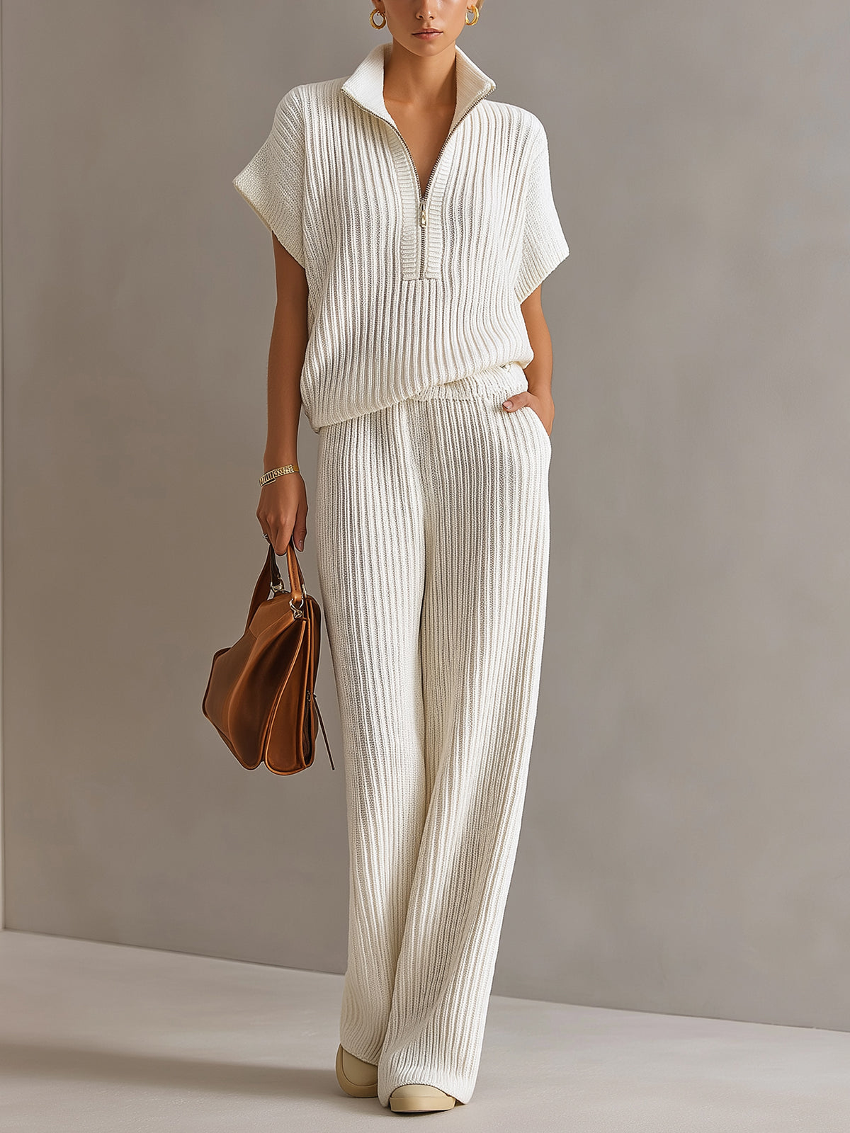 Oversized Wide-Leg Knit Set for Women