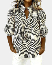 V-Neck Striped Blouse for Women