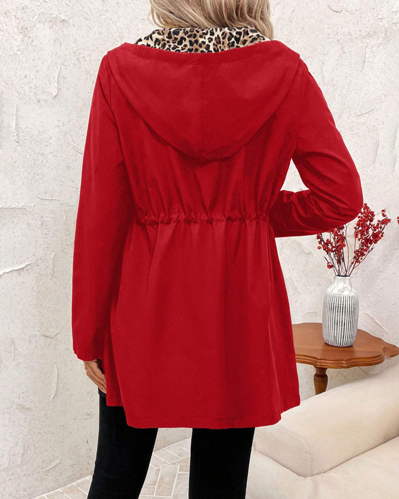 Leopard Hooded Reversible Coat for Women