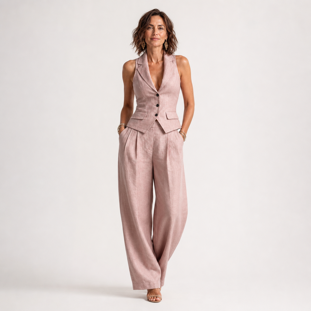 Refined V-Neck Two-Piece Set for Women - AI-generated main product image