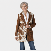 Vintage Cow Print Coat for Women - AI-generated main product image