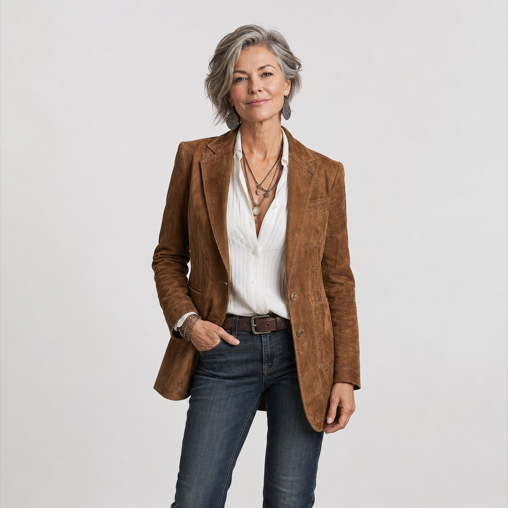 Vintage Contrast-Stitch Coat for Women - AI-generated main product image
