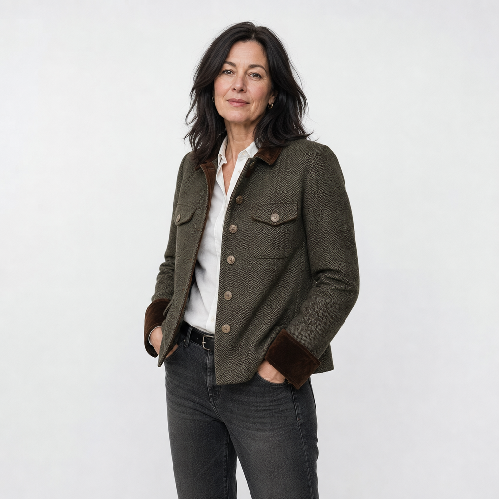 Buttoned Contrast Trim Coat for Women - AI-generated main product image