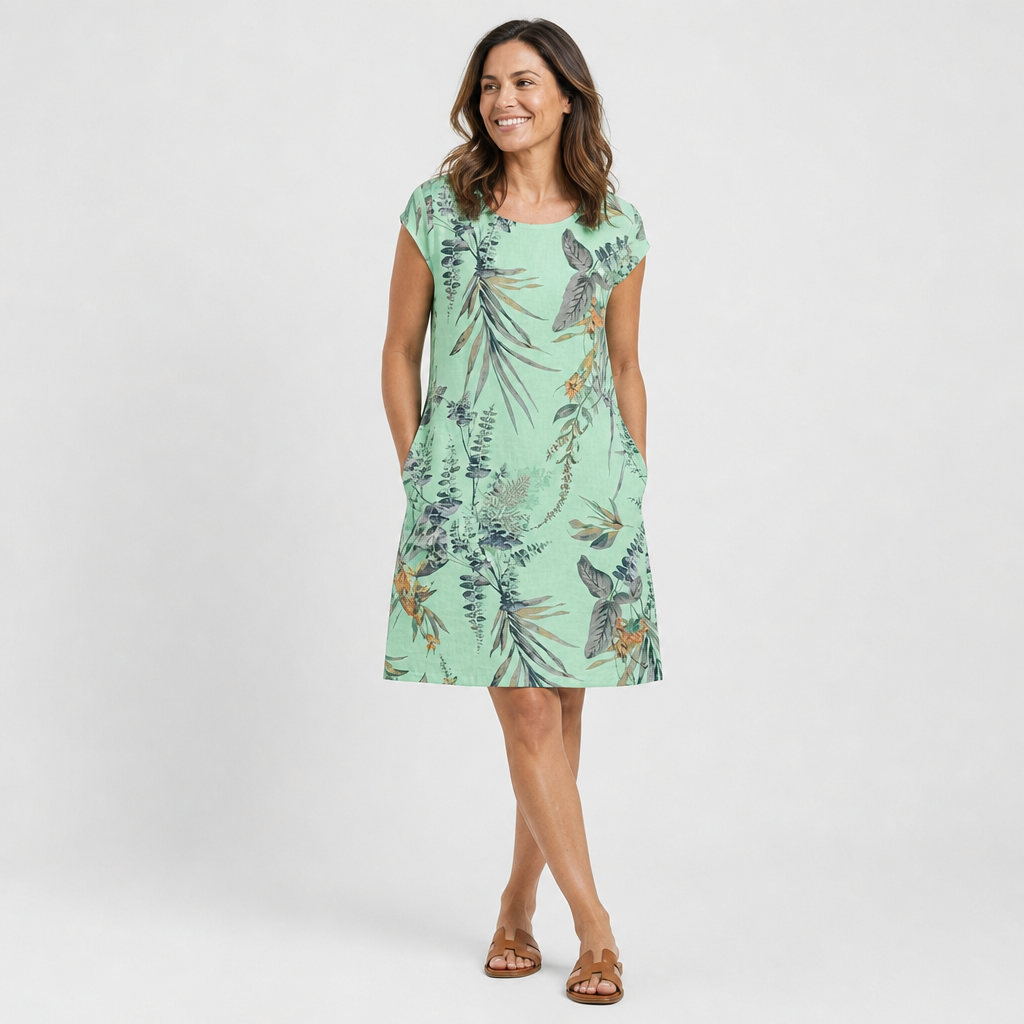 Botanical Breeze Pocket Shift Dress - AI-generated main product image