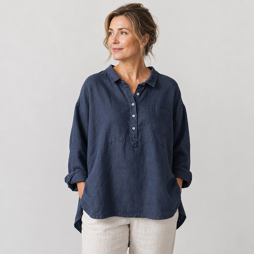 Women’s lapel neck long sleeve shirt - AI-generated main product image