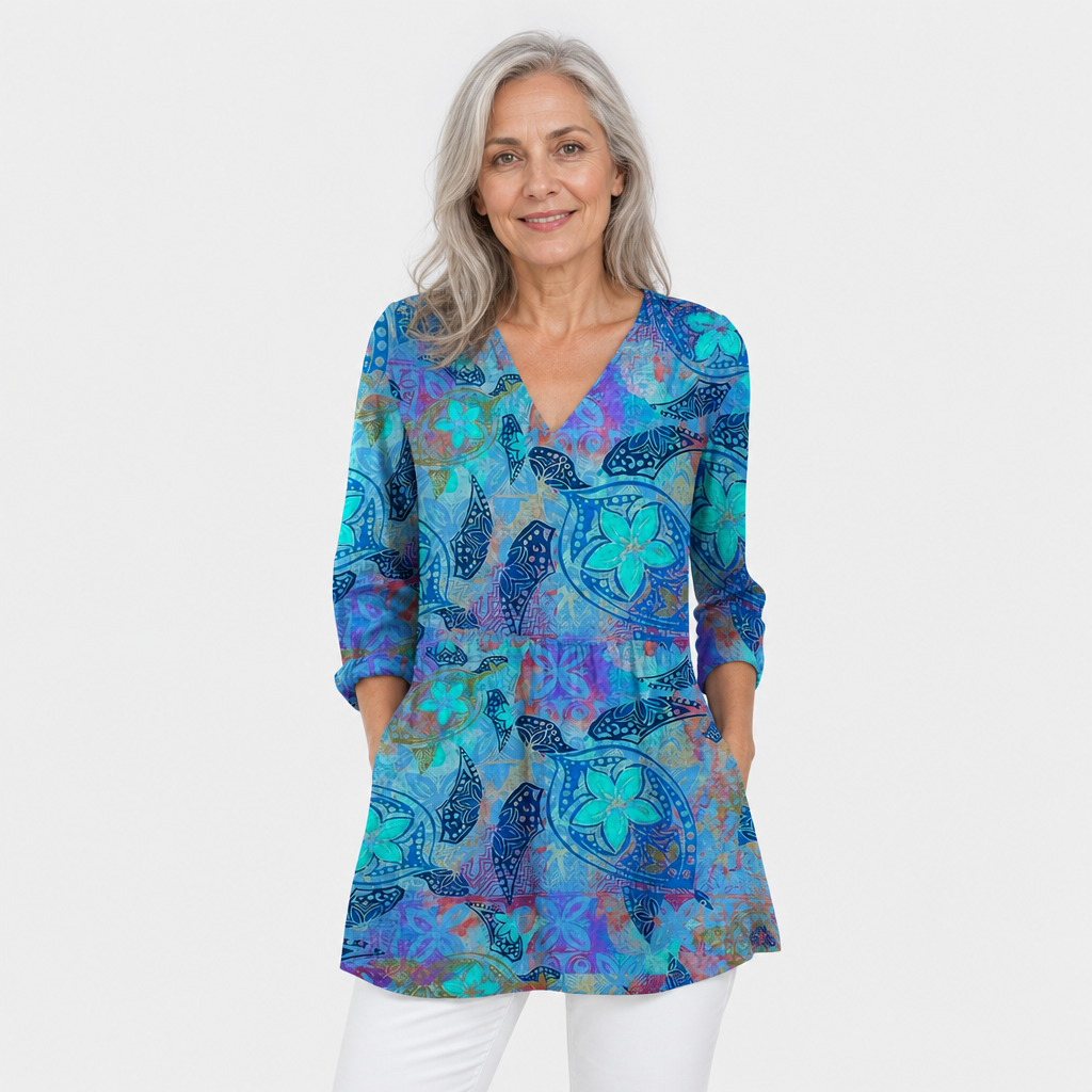Fluid Drape V-Neck Blouse for Women - AI-generated main product image