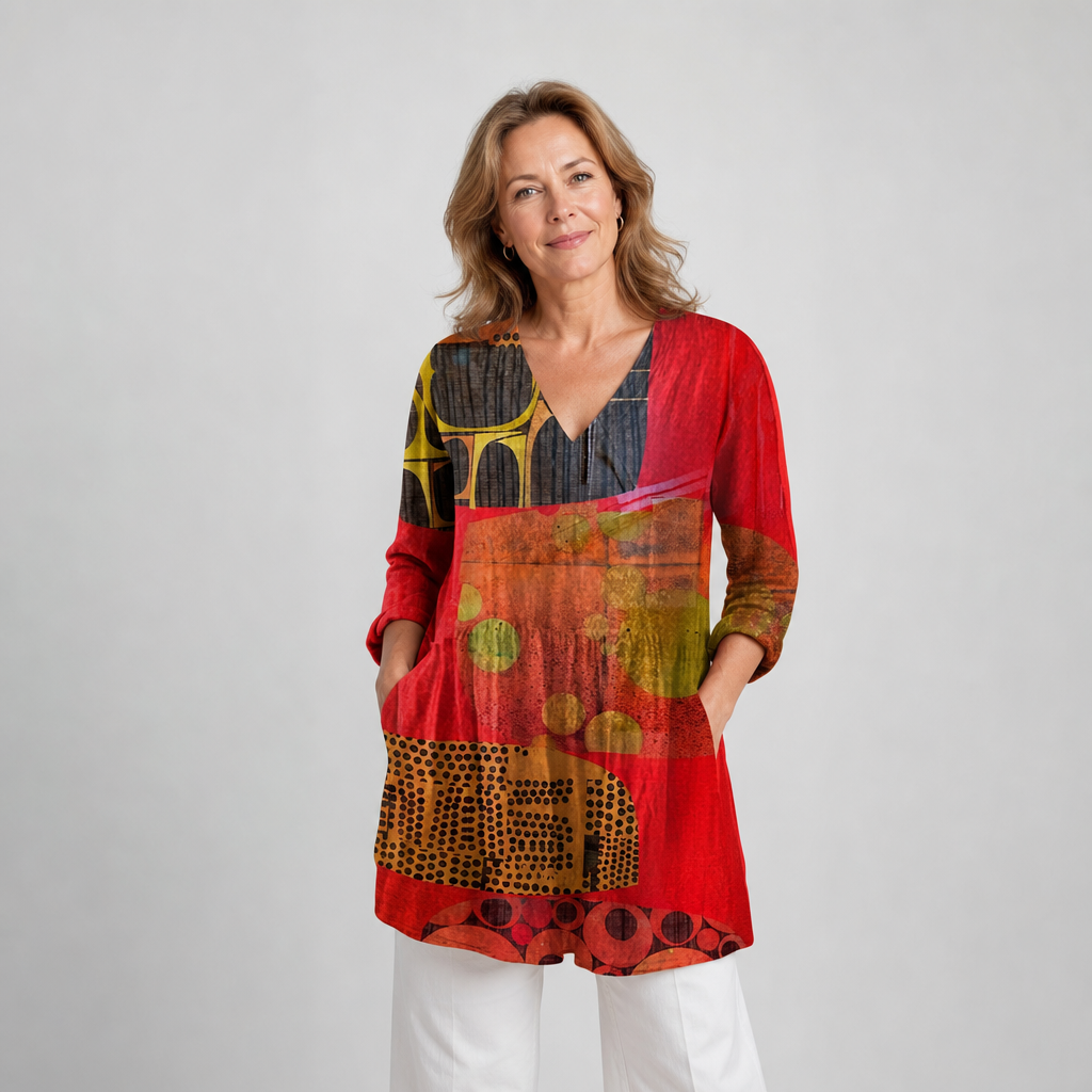 Relaxed Fit V-Neck Blouse for Women - AI-generated main product image