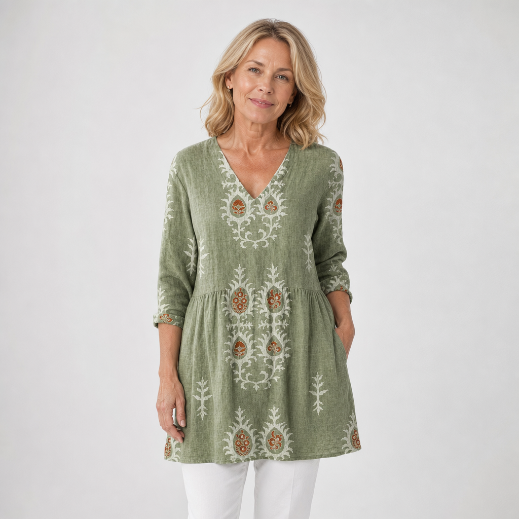 Draped Front V-Neck Blouse for Women - AI-generated main product image