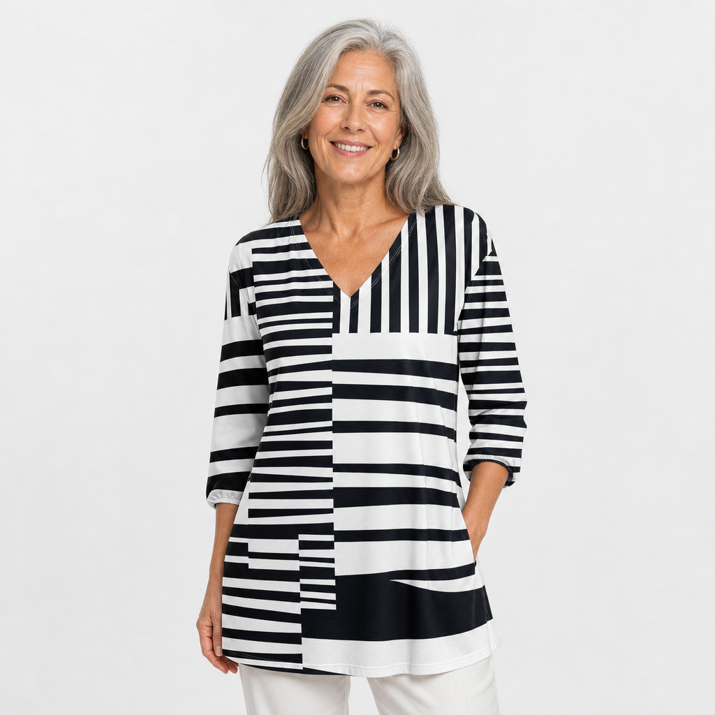 Loose Fit V-Neck Blouse for Women - AI-generated main product image
