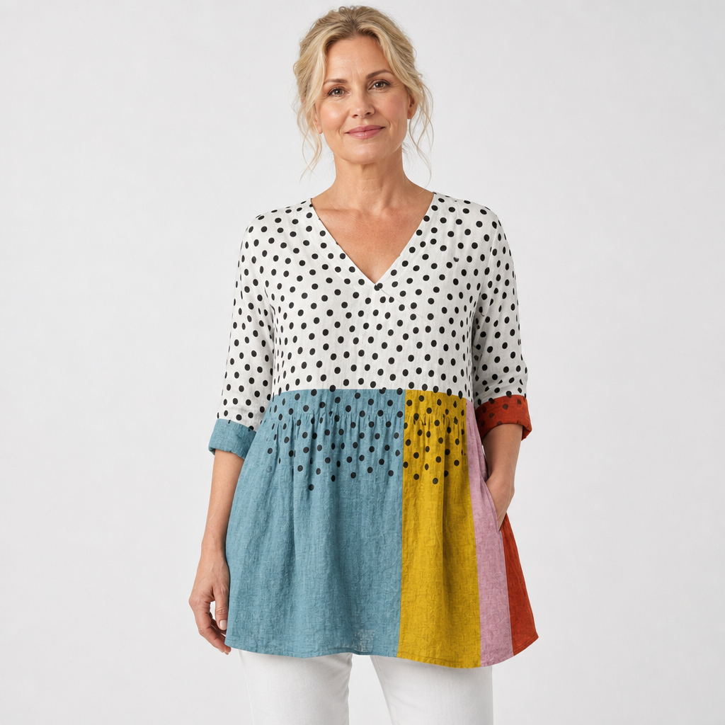Graceful Drape V-Neck Blouse for Women - AI-generated main product image