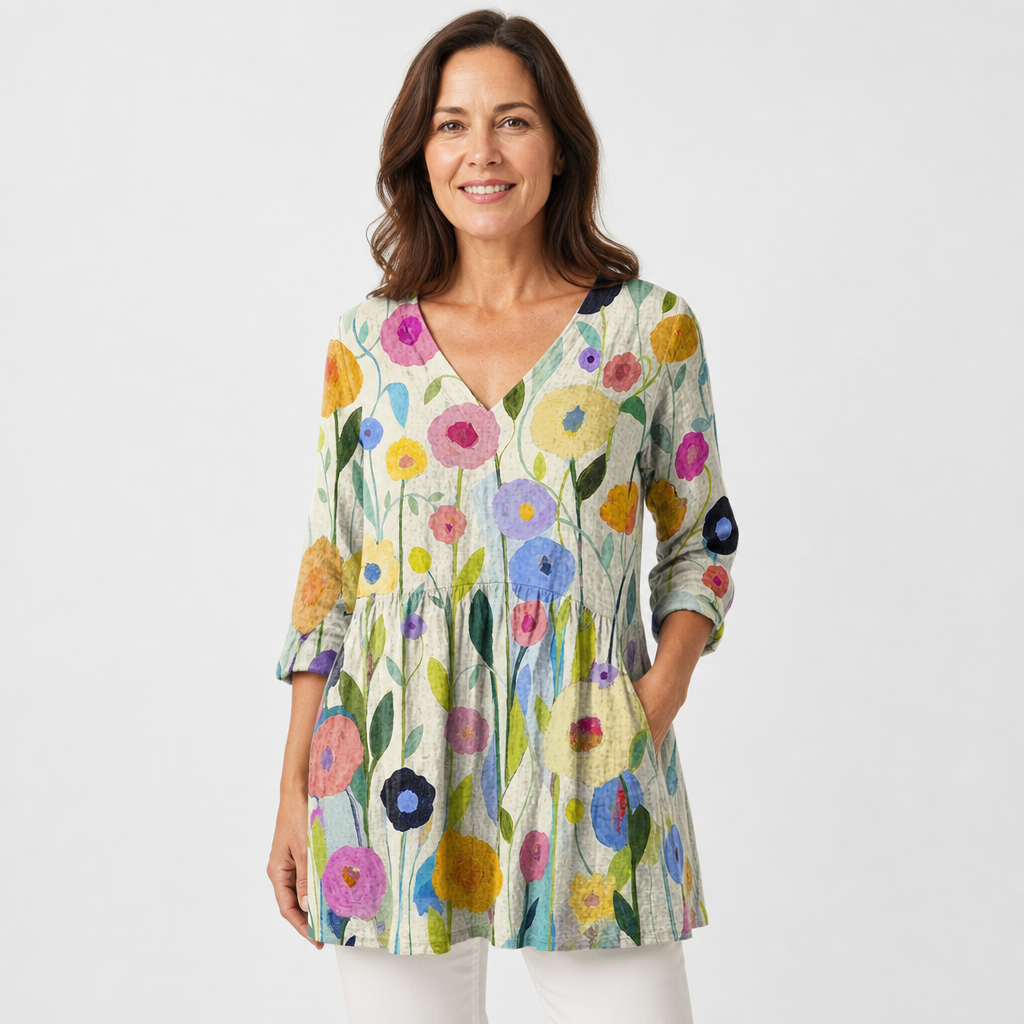Free-Flowing Cut V-Neck Blouse for Women - AI-generated main product image