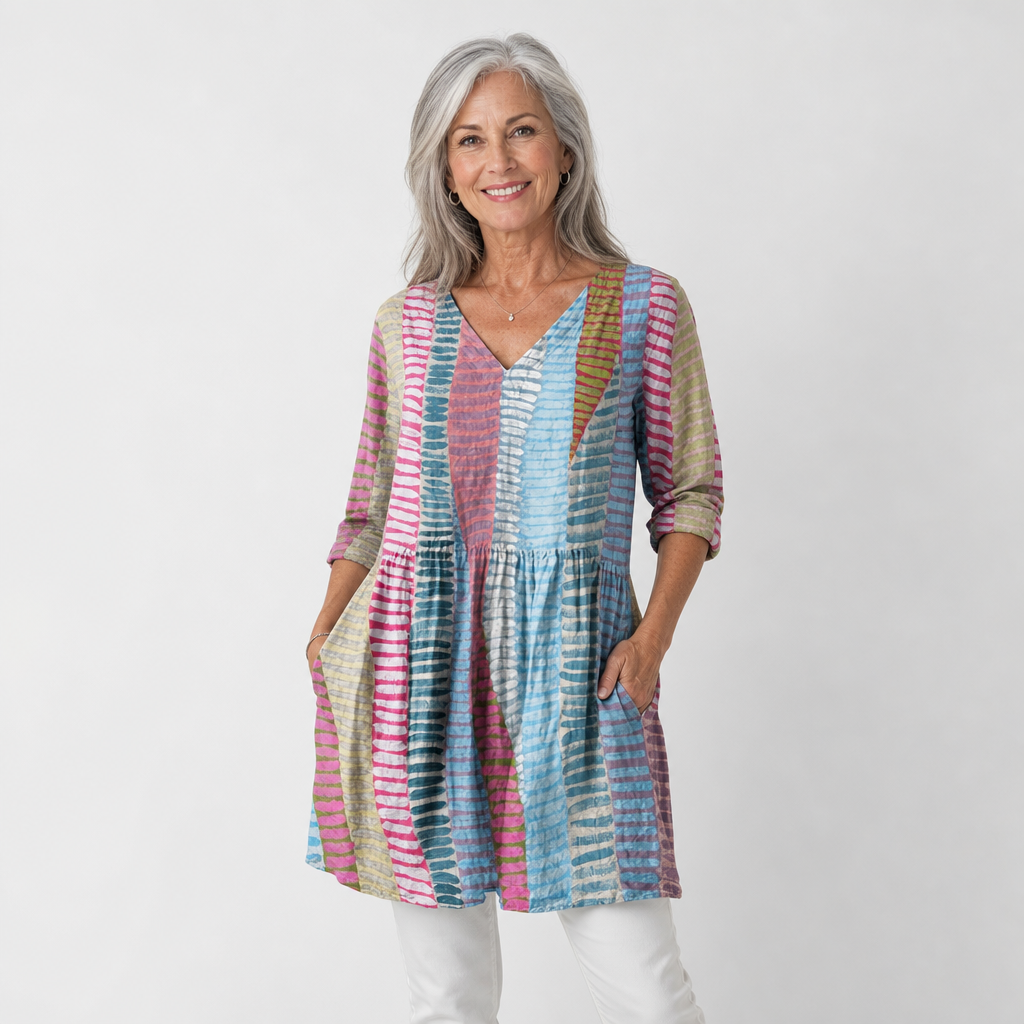 Longline Drape V-Neck Blouse for Women - AI-generated main product image