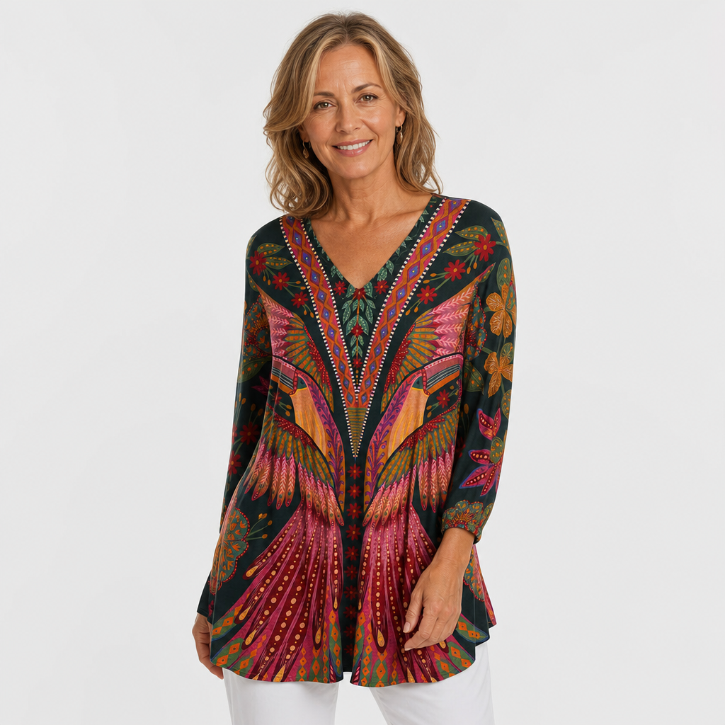 Timeless Drape V-Neck Blouse for Women - AI-generated main product image