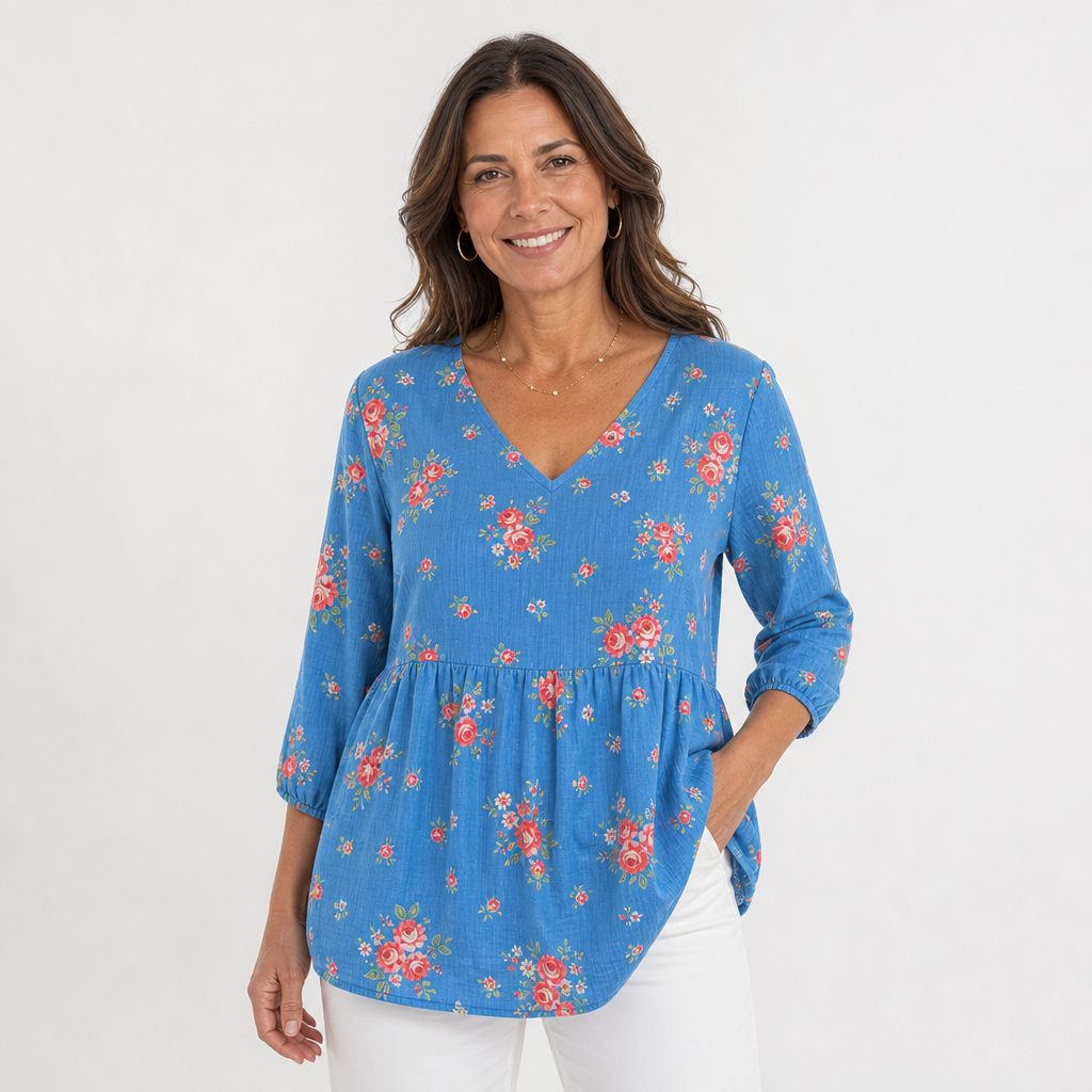 Breezy Drape V-Neck Blouse for Women - AI-generated main product image