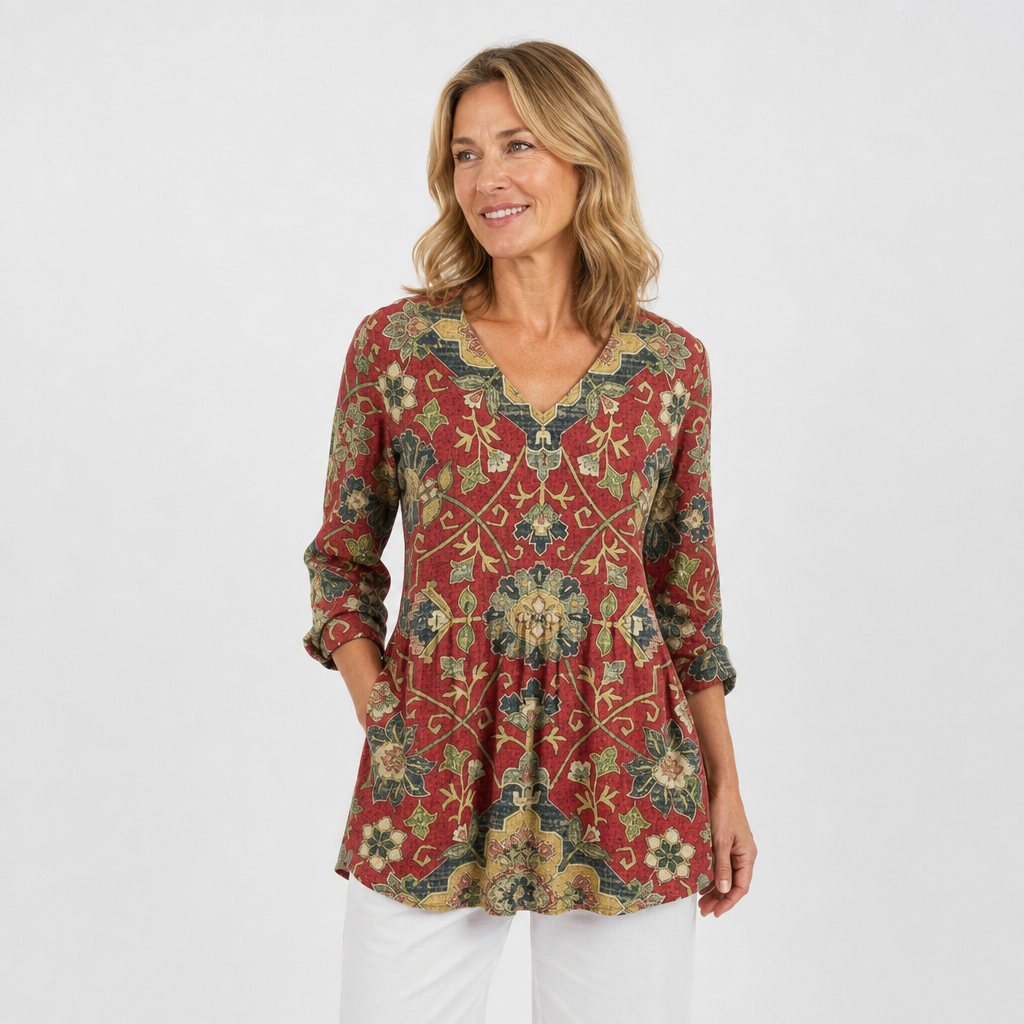 Elegant Silhouette V-Neck Blouse for Women - AI-generated main product image