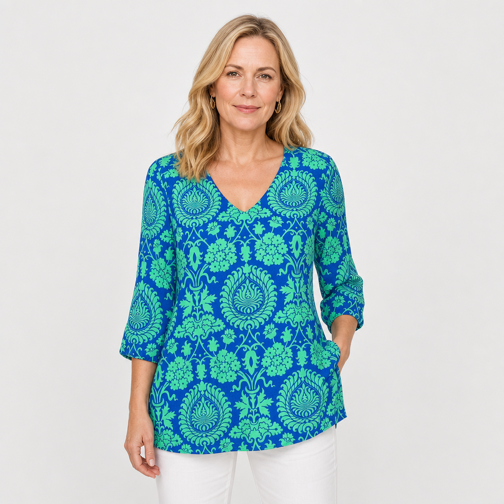 Graceful Flow V-Neck Blouse for Women - AI-generated main product image